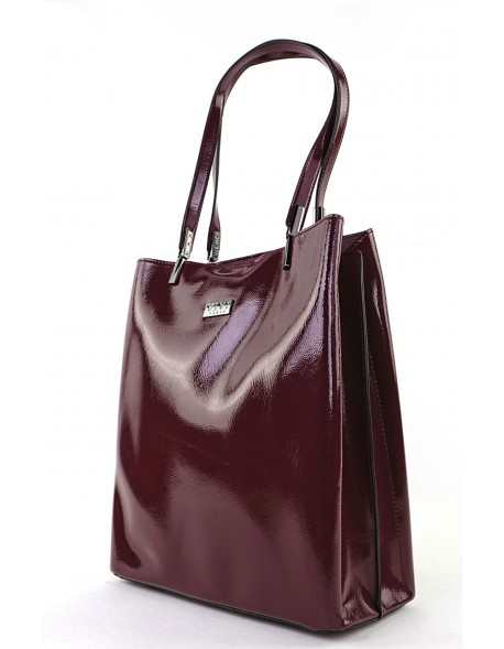 Lakierowana torebka damska na długich uchwytach